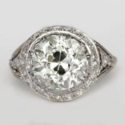 Jubiläums-Halo-Ring Runder Echt Diamanten Im Alten Minenschliff 4,25 Karat