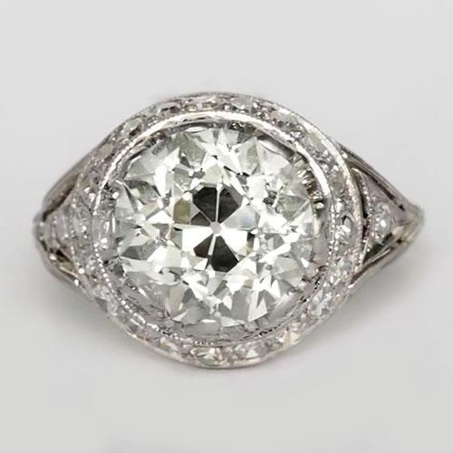 Jubiläums-Halo-Ring Runder Echt Diamanten Im Alten Minenschliff 4,25 Karat