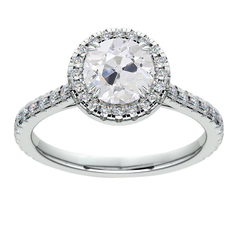Jubiläums-Halo-Ring Runder Natürliche Diamanten Im Alten Minenschliff 4,50 Karat