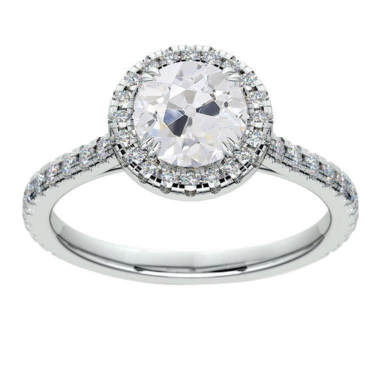 Jubiläums-Halo-Ring Runder Natürliche Diamanten Im Alten Minenschliff 4,50 Karat