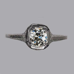 Jubiläums-Solitärring Mit Rundem Echt Diamanten, Alteuropäischer 1,25 Karat