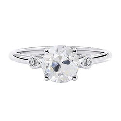 Jubiläums Echt Diamant Ring Mit 5 Steinen, Rund Im Alten Minenschliff, 2 Karat