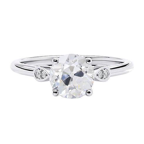 Jubiläums Echt Diamant Ring Mit 5 Steinen, Rund Im Alten Minenschliff, 2 Karat