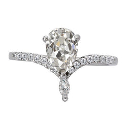 Jubiläumsring Enhancer Birne Alter Minenschliff Echt Diamant 4,50 Karat