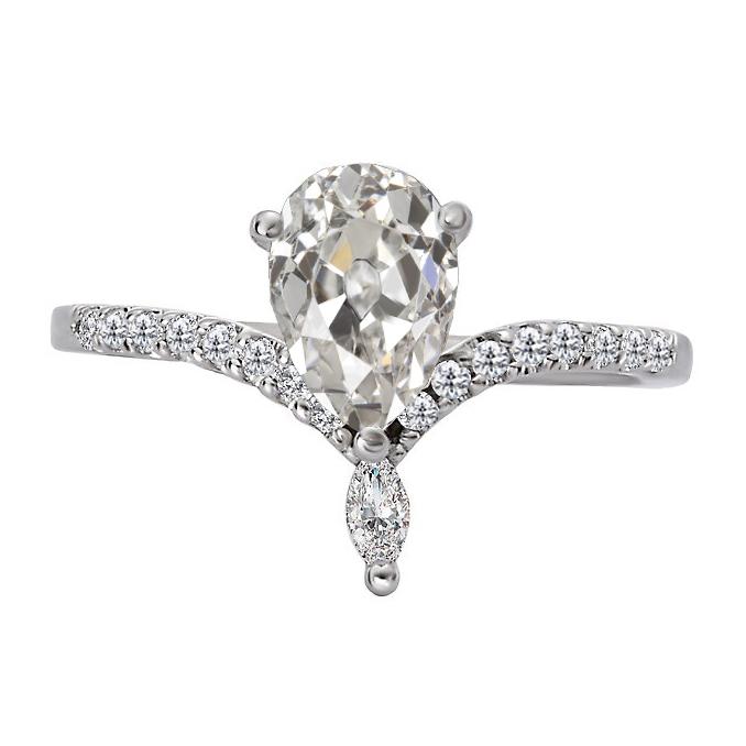 Jubiläumsring Enhancer Birne Alter Minenschliff Echt Diamant 4,50 Karat