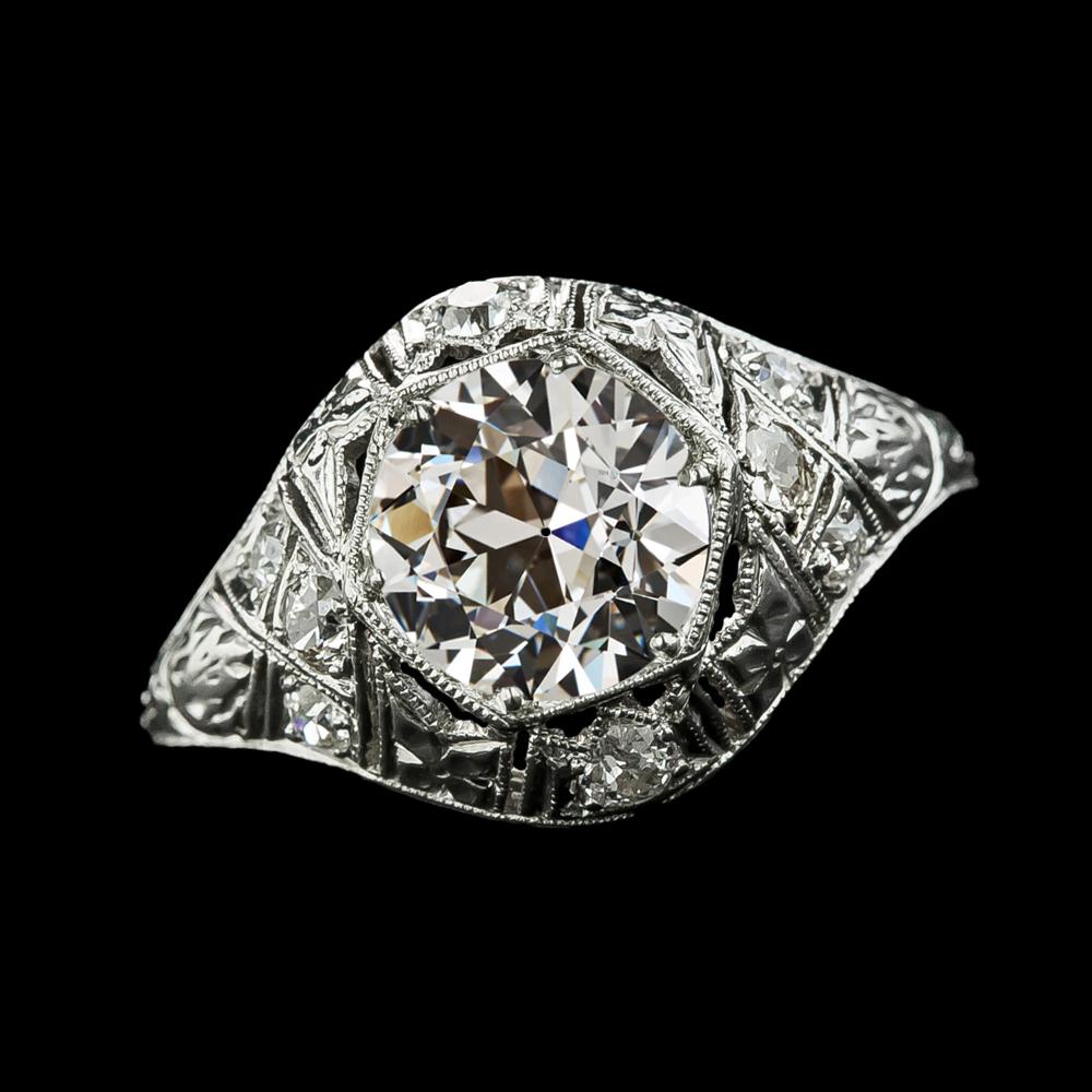 Jubiläumsring Old Cut Runder Natürliche Diamant Antik-Stil 3,25 Karat
