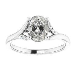 Jubiläumsring Oval Old Mine Cut Natürliche Diamond Split Shank 3,50 Karat