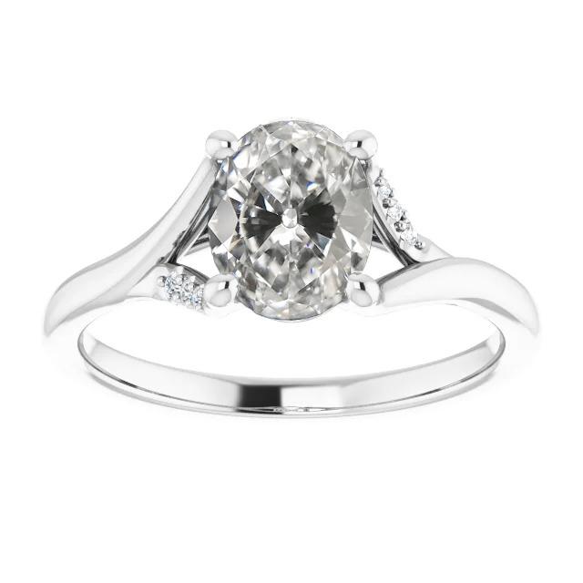 Jubiläumsring Oval Old Mine Cut Natürliche Diamond Split Shank 3,50 Karat