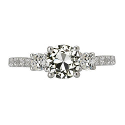 Jubiläumsring Rund Alter Minenschliff Natürlich Diamant 3 Steine Stil 5 Karat