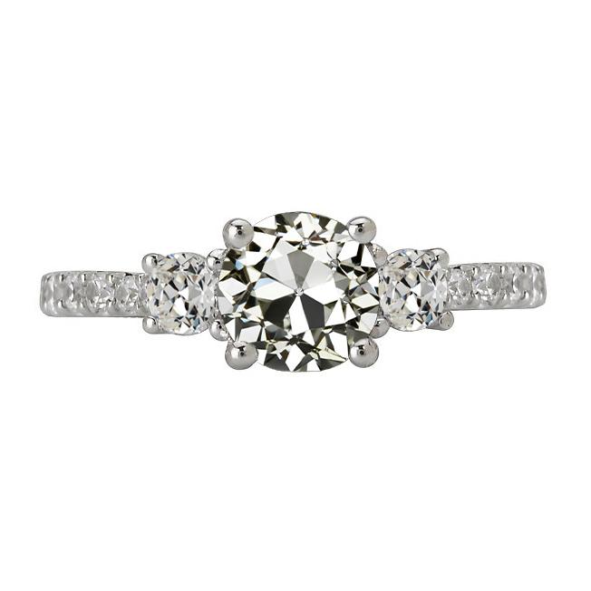 Jubiläumsring Rund Alter Minenschliff Natürlich Diamant 3 Steine Stil 5 Karat