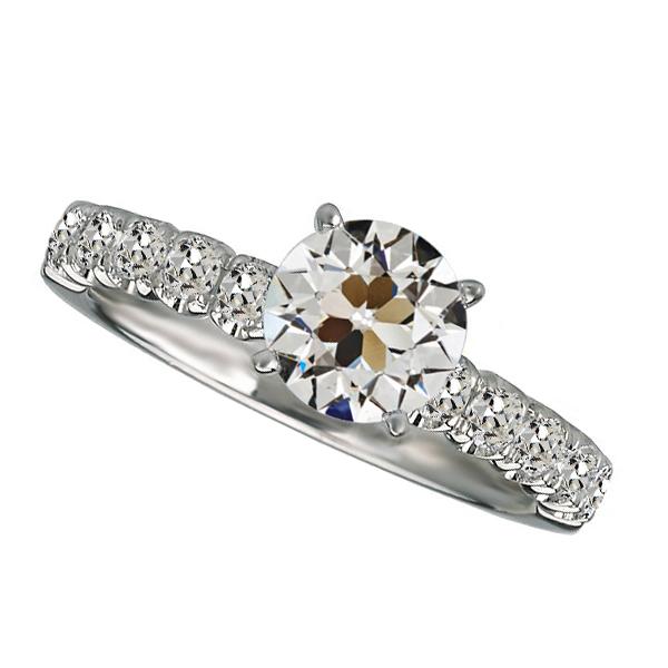Jubiläumsring Runder Alter Minenschliff Echt Diamant 4 Krappen Set 5,50 Karat