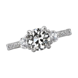 Jubiläumsring Runder Alter Minenschliff Echt Diamant 5 Karat Krappenset