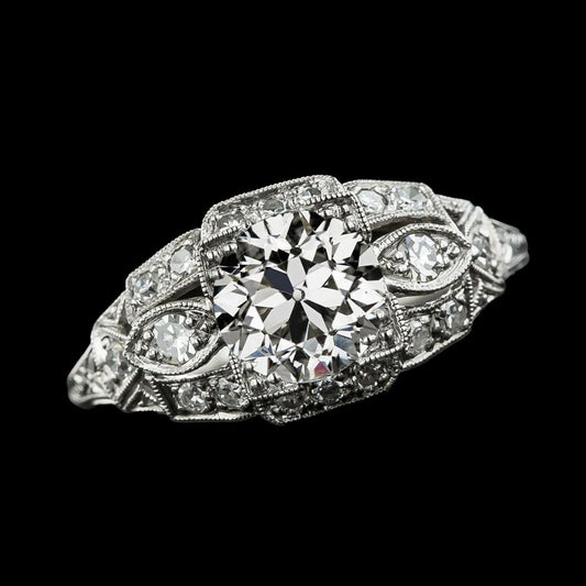 Jubiläumsrunder Alter Minenschliff Echt Diamantring Im Vintage-Stil 3.75 Karat