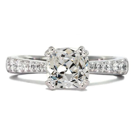 Kissen Alter Bergmann Echt Diamant Ring Double Prong Tapered Shank 7 Karat - harrychadent.ch