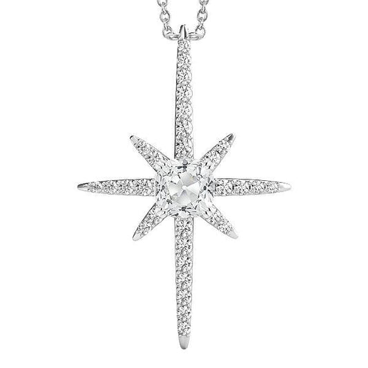 Kissen Alter Bergmann & Runden Cross Echt Diamant Anhänger 3 Karat