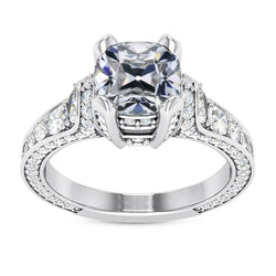 Kissen Altschliff Naturliche Diamant-Verlobungsring 14K Weißgold 9,50 Karat