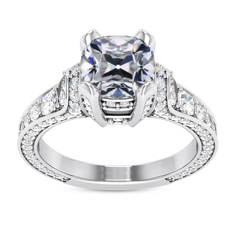 Kissen Altschliff Naturliche Diamant-Verlobungsring 14K Weißgold 9,50 Karat- harrychadent.ch