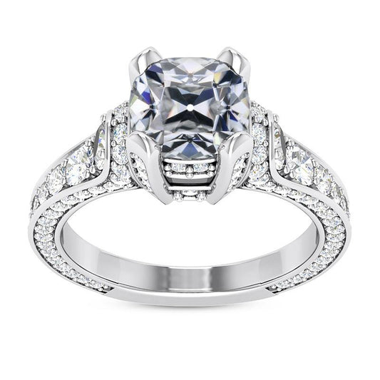 Kissen Altschliff Naturliche Diamant-Verlobungsring 14K Weißgold 9,50 Karat- harrychadent.ch