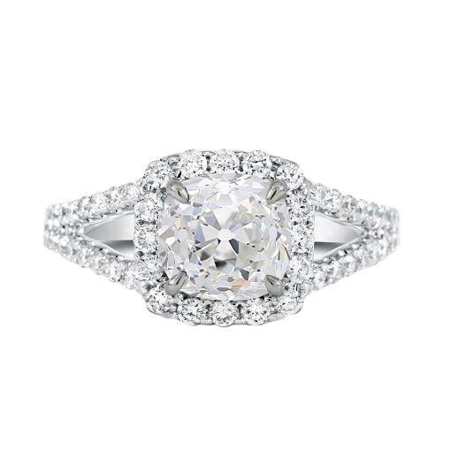Kissen Halo Ring Alter Bergmann Echt Diamant Split Shank 4,75 Karat Gold 14K