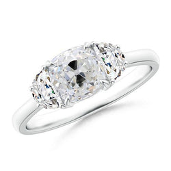Kissen Old Cut Natürlich Diamantring 4,50 Karat mit Marquise & Halbmonden