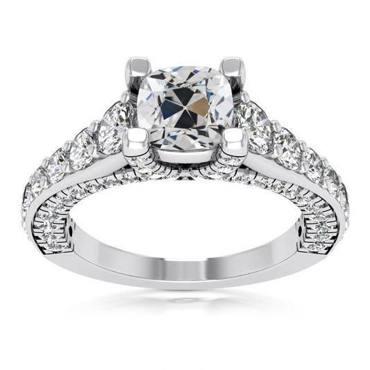 Kissen Old Mine Cut Echt Diamantring mit Akzenten Gold 8 Karat