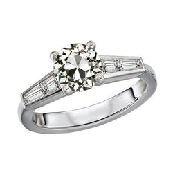 Konischer Baguette & Runder Alter Bergmann Echt Diamant-Verlobungsring 4 Karat