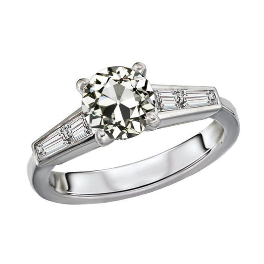 Konischer Baguette & Runder Alter Bergmann Echt Diamant-Verlobungsring 4 Karat - harrychadent.ch