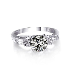 Konischer Baguette & Runder Alter Bergmann Naturliche Diamantring 5 Steine 2,50 Karat