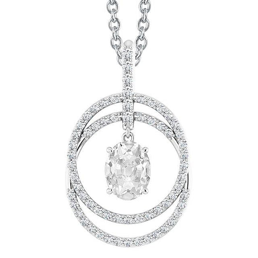 Kreis Natürliche Diamant Anhänger Halskette Oval Alter Bergmann 4 Karat Zinken Set