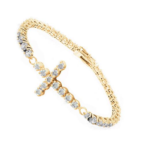 Kreuz Echt Diamant Tennisarmband 12 Karat Gelbgold Rundschliff Schmuck- harrychadent.ch