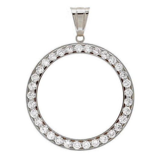 Lünette Halbdollar Echt Diamant Anhänger Gold 2 Karat (Münze nicht enthalten) - harrychadent.ch