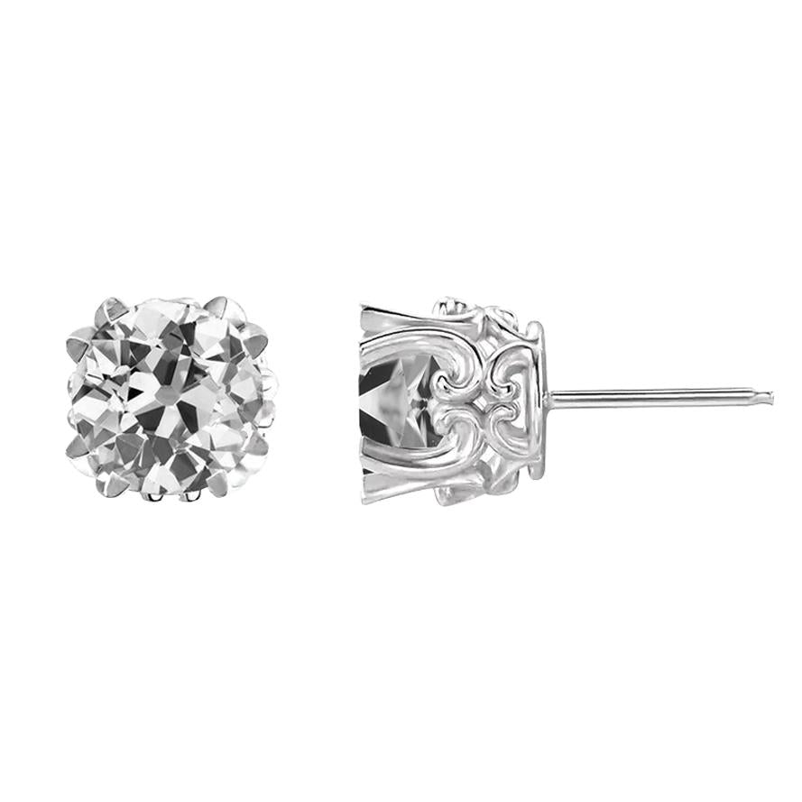 Lady's Echt Diamant Ohrstecker Alter Bergmann 3 Karat Filigraner Goldschmuck