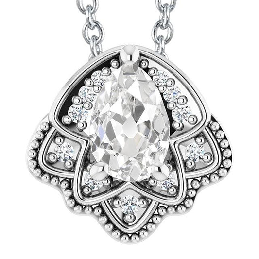 Lady's Gold Echt Diamant Anhänger Rund & Birne Alter Bergmann 5 Karat 14K - harrychadent.ch