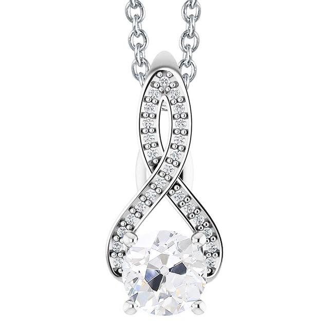Lady's Gold Echt Diamant Pendant Twisted Shank Runden Alter Bergmann 3 Karat 14K
