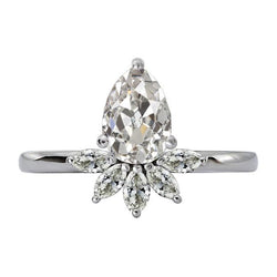 Marquise & Birne Old Mine Cut Echt Diamantring Kronenstil 4,50 Karat