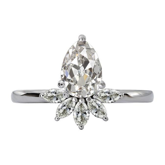 Marquise & Birne Old Mine Cut Echt Diamantring Kronenstil 4,50 Karat