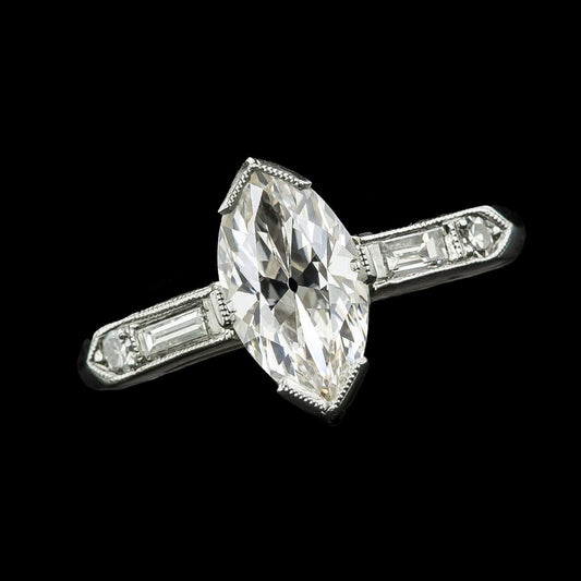 Marquise Old Mine Cut Echt Diamantring V Krappen Set 4,75 Karat Gold 14K
