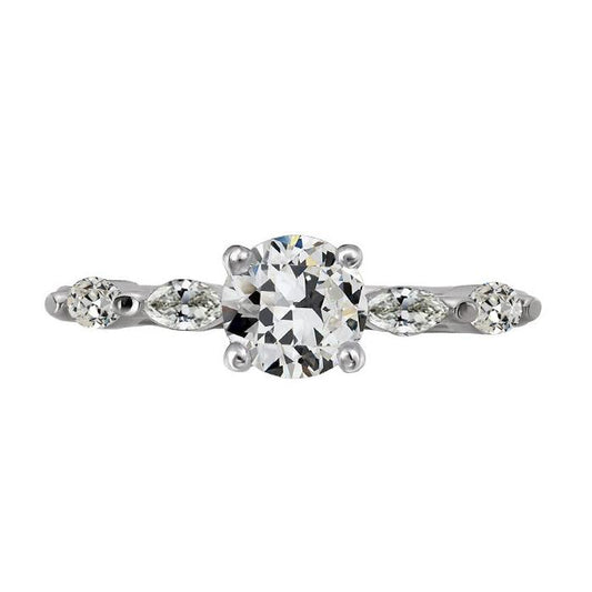 Marquise & Rund Alter Bergmann Natürliche Diamant Jubiläumsring 4 Karat