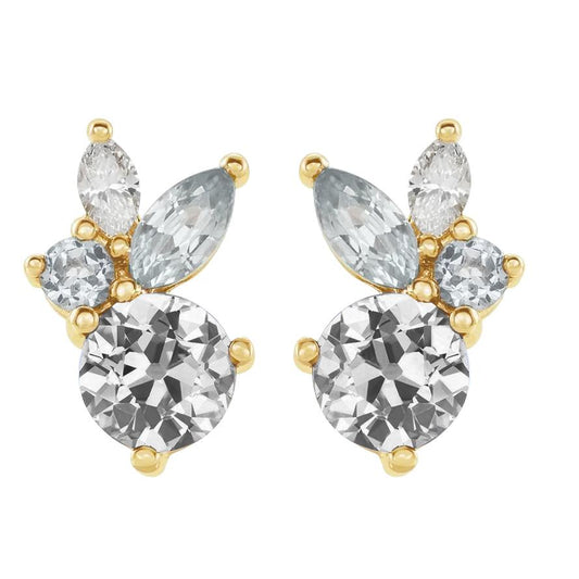 Marquise & Runden Alter Bergmann Naturlich Diamant Ohrstecker 3 Stein 9 Karat Gelbgold - harrychadent.ch