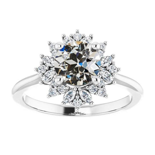 Marquise & Runden Halo Altschliff Echt Diamantring Sternstil 5.50 Karat