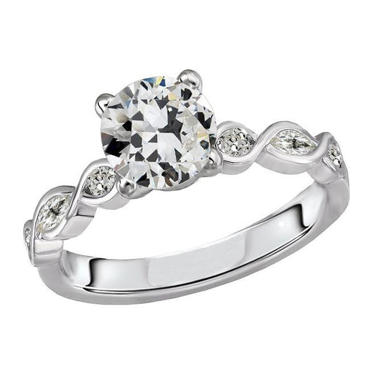 Marquise & Runder Old Mine Cut Natürlich Diamantring Infinity Style 3.50 Karat - harrychadent.ch