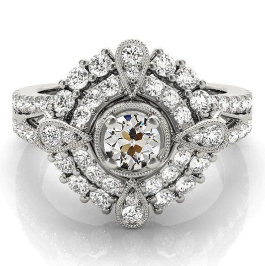 Miligrain Double Halo Ring Old Miner Echt Diamond Star Style 5 Karat