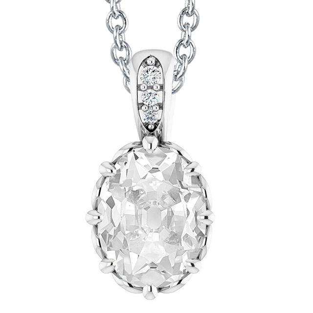 Naturlich Diamant-Anhänger-Halskette Mit Bügel Rund & Oval Alter Bergmann 5.50 Karat - harrychadent.ch
