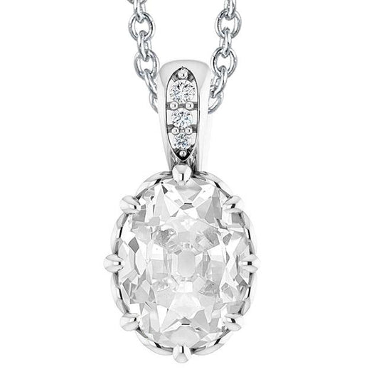 Naturlich Diamant-Anhänger-Halskette Mit Bügel Rund & Oval Alter Bergmann 5.50 Karat - harrychadent.ch
