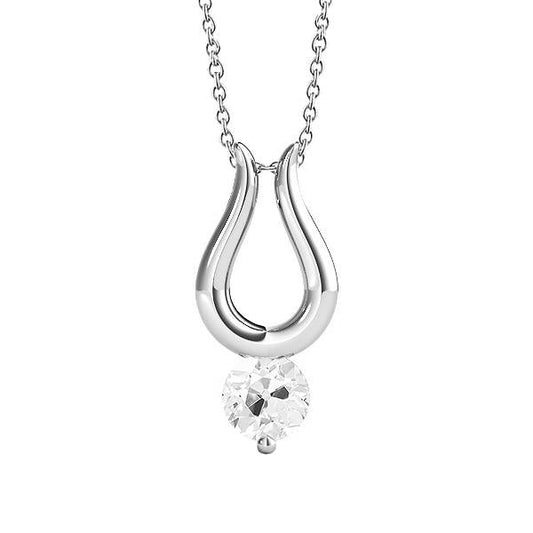 Natürlich Diamant-Hufeisen-Anhänger mit Kette runder alter Bergmann-Zinken-Set 1 Karat - harrychadent.ch