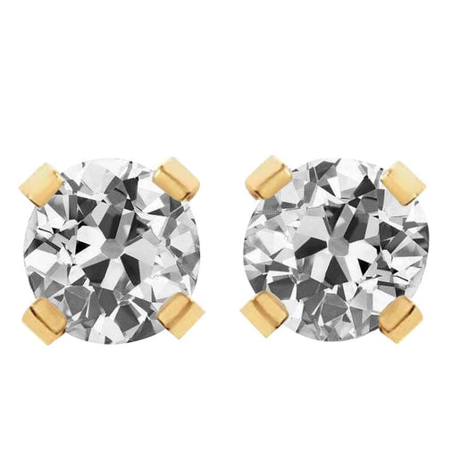 Naturlich Diamant Ohrstecker Rund Alter Bergmanns 8 Karat Gelbgold Damenschmuck - harrychadent.ch