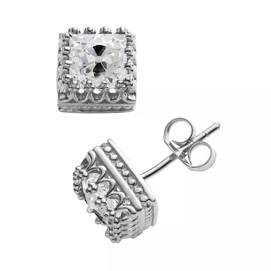 Naturlich Diamant Ohrstecker Vintage-Stil Kissen Old Cut Schmuck 6 Karat Push Backs - harrychadent.ch