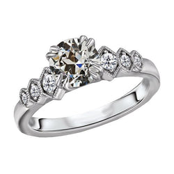 Natürlich Diamant Runder Altschliff-Jubiläumsring Doppelstift-Set 4 Karat