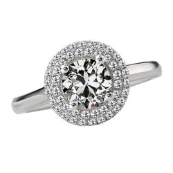Natürlich Diamantrunder Alter Bergmann Doppel-Halo-Jubiläumsring 14K Gold 5 Karat