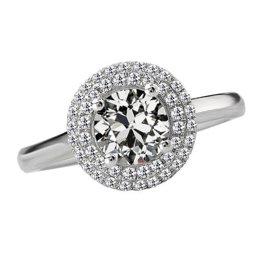 Natürlich Diamantrunder Alter Bergmann Doppel-Halo-Jubiläumsring 14K Gold 5 Karat - harrychadent.ch